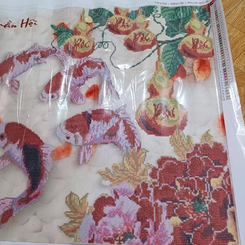 Tranh đính đá Cửu Ngư Quần Hội -130x65cm -(y8267,vs244,y8268,y8269) 5