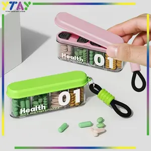 Tempat Obat Mini 4 Kotak Sekat Pill Organizer Travel Kedap Udara Kotak Penyimpanan Obat Harian yang Portable dan Praktis