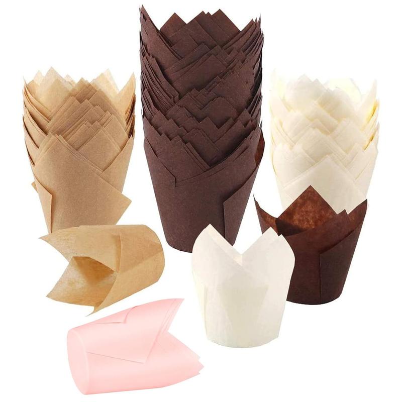Tulip Shaped Cupcake Paper Cup, 100/200pcs Oil-proof Baking Mold, Baking Cup for Wedding & Party 5