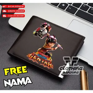 DOMPET BOBOIBOY ANAK LAKI LAKI SEMUA ELEMEN WINDARA HALILINTAR GALAXI EARTH GEMPA AIR BELIUNG Hitam Kartu Pendek