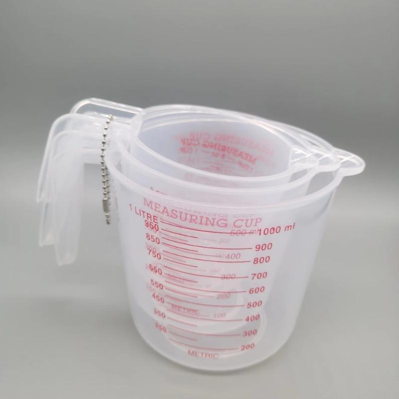 Product Introduction of Plastic Transparent Graduated Measures Cup Household Kitchen Baking Measuring Tool Set Handle Design Cups 7