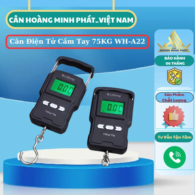 Cân điện tử cầm tay chốt số 75kg WH A22, Có Thước Đo 1m, Độ Chính Xác Cao