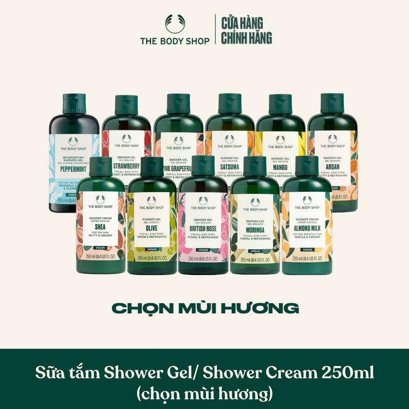 The Body Shop Sữa Tắm Shower Gel & Kem Tắm Shower Cream 250ml (chọn mùi hương) | Chăm Sóc Da Body