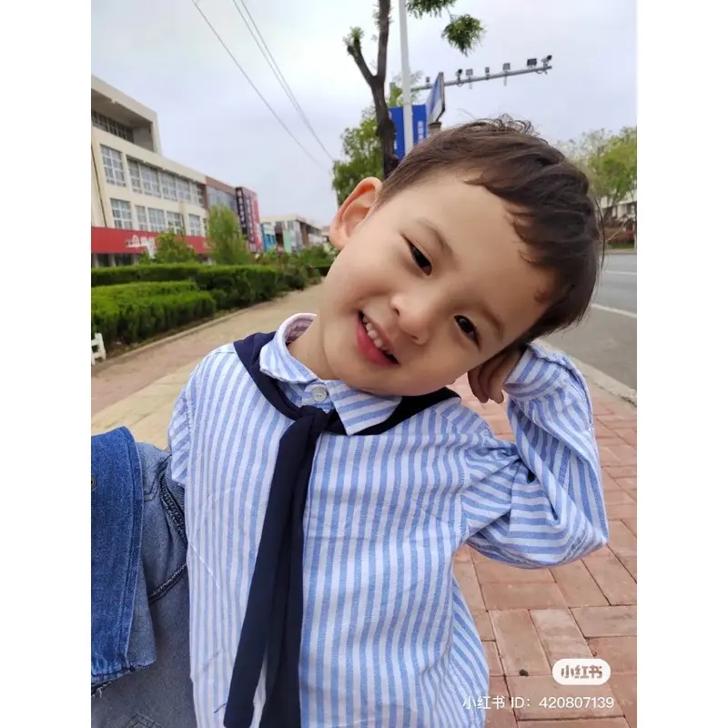 Áo sơmi bé trai Wellkids, áo sơmi kèm khăn choàng vải cotton cho bé từ 10-26kg 5