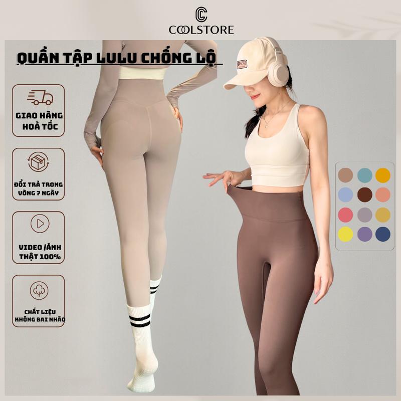Quần tập vải LuLu thun lạnh 25%spandex mịn chống lộ cạp cao tôn dáng tập gym, yoga cho nữ đẹp Top Legging Chạy Bộ
