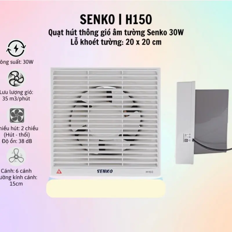 Quạt Hút seᵰko 2 Chiều H150 - H200 - H250 Gắn Tường, 1 Chiều H100 1oo% Lõi Đồng - Hàng Công Ty 5