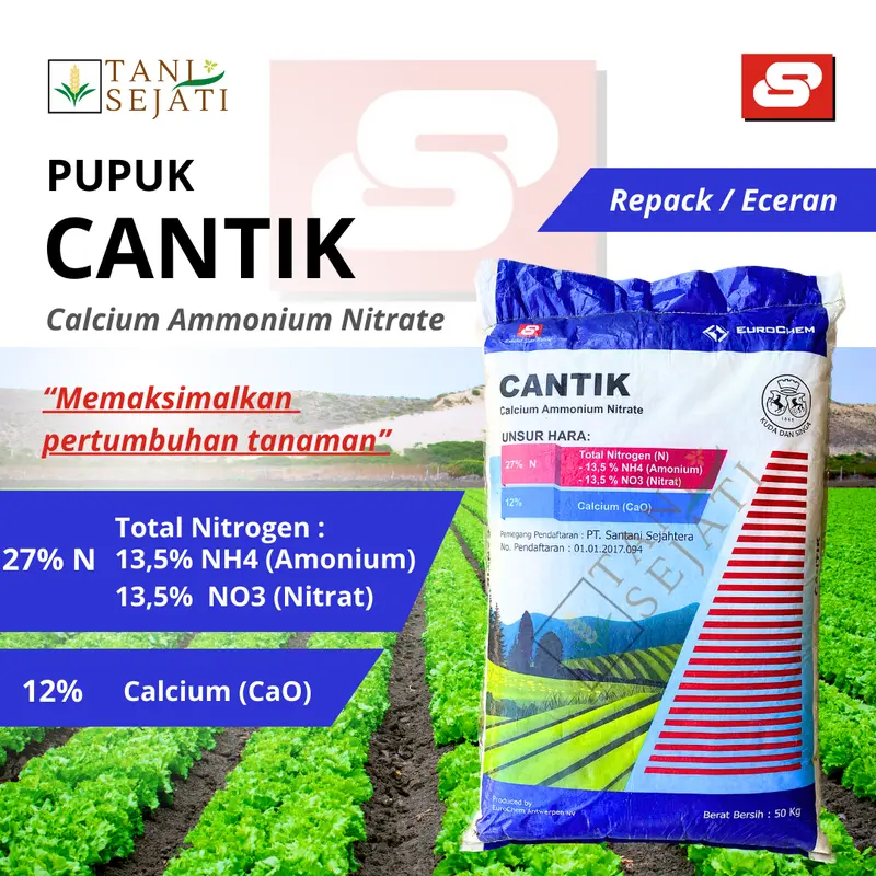Pupuk Cantik Calcium Ammonium Nitrate Repack Eceran | Pupuk Vegetatif | Pupuk Pemacu Pertumbuhan Tanaman | Pupuk Penyubur Tanaman | Pupuk Tanaman Hias 0