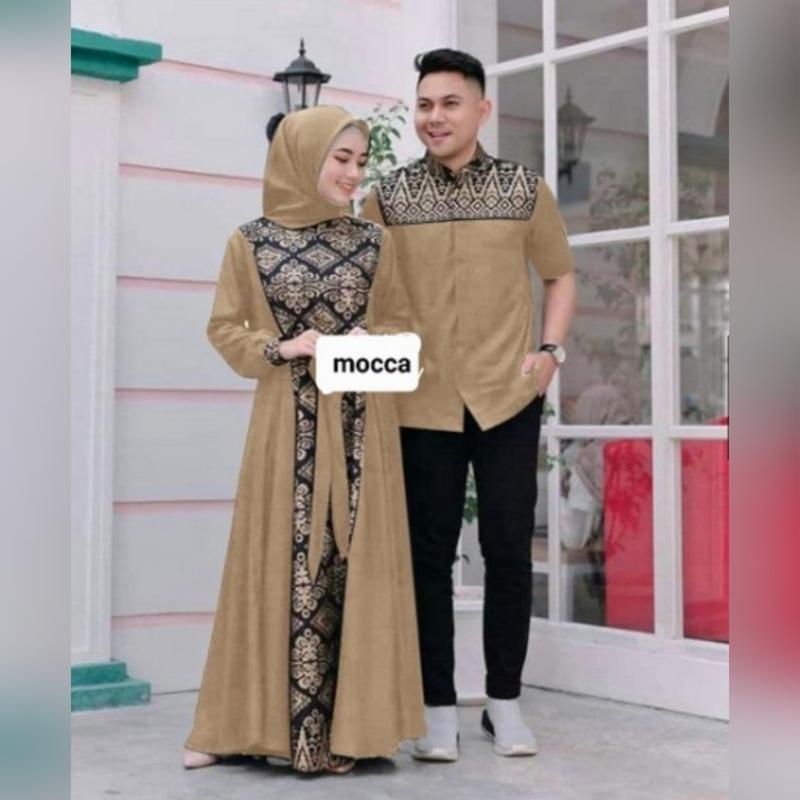Product Introduction of COUPLE IRWANSYAH DI JAMIN REAL PIC/COD YA KK/BAJU PASANGAN KOMBY BATIK GOLD ADA 3 SIZE UKURAN M,L,XL Gamis Muslim Keluarga Dress Panjang Kondangan Lebaran 7