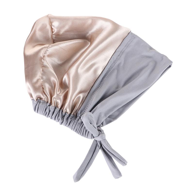 Instant Hijab Muslim Tudung Inner Hijab New Multi-color Satin Cloth Drawstring Pullover Cap Base Cap Strap Tether Cap 4