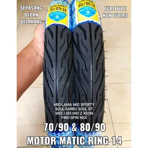 TERMURAH - 1 SET [ SEPASANG ] BAN LUAR MOTOR MATIC METIK 70/90 & 80/90 RING 14 , Mio Sporty Mio soul karbu soul Gt mio J mio M3 Fino Spin Nex