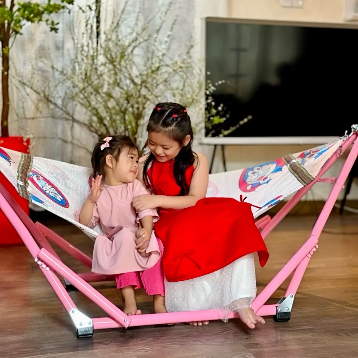 khung Võng Xếp Em Bé thép sơn tĩnh điện - cho trẻ dưới 1m1 - Võng Quang Minh võng  lưới võng  dù mini gấp