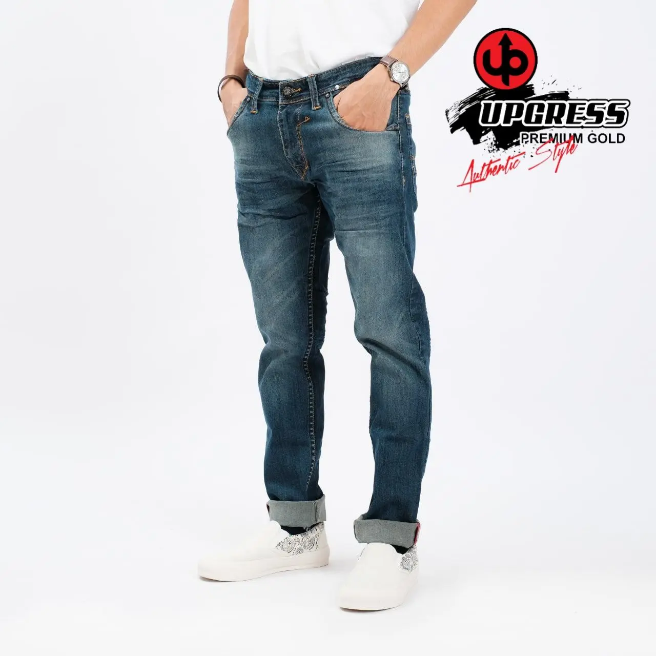 UPGRESS - Celana Jeans Panjang Pria Ringkel Premium Slim fit Melar
