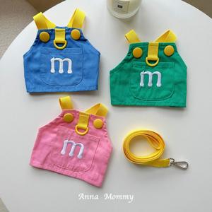 สายรัดสัตว์เลี้ยง, เชือกลากแบบถือมือ, สำหรับลูกสุนัข, สุนัข, เท็ดดี้, บิชอน, และปอมเมอเรเนียน, เสื้อกั๊ก, หล่อและน่ารัก, ฤดูใบไม้ผลิและฤดูร้อนบาง, เสื้อผ้า flexi  leash