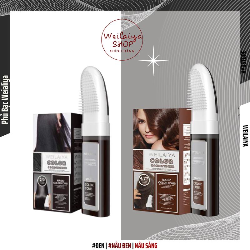 WEILAIYA - Dầu gội phủ bạc kết hợp dương tóc, Thảo mộc, An toàn, bảo vệ da đầu [100ml - 3 màu lựa chọn Đen, Nâu đen, Nâu sáng] Đổi Màu Tóc Nhuộm Tóc Nữ Women