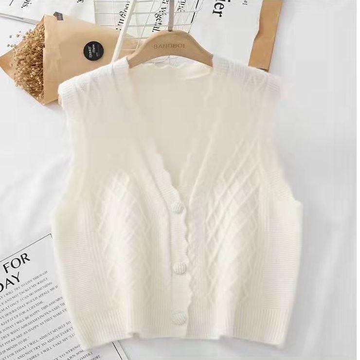 Áo Vest Dệt Kim, Hàng Mới Về Mùa Thu Của Phụ Nữ, Dáng Rộng Vừa Vặn, Phong Cách Phương Tây, Áo Len, Không Tay, Áo Cardigan, Thiết Kế Cổ Chữ V, Thích Hợp Cho Áo Khoác Cơ Sở Waistoat Của Phụ Nữ Top Women 2