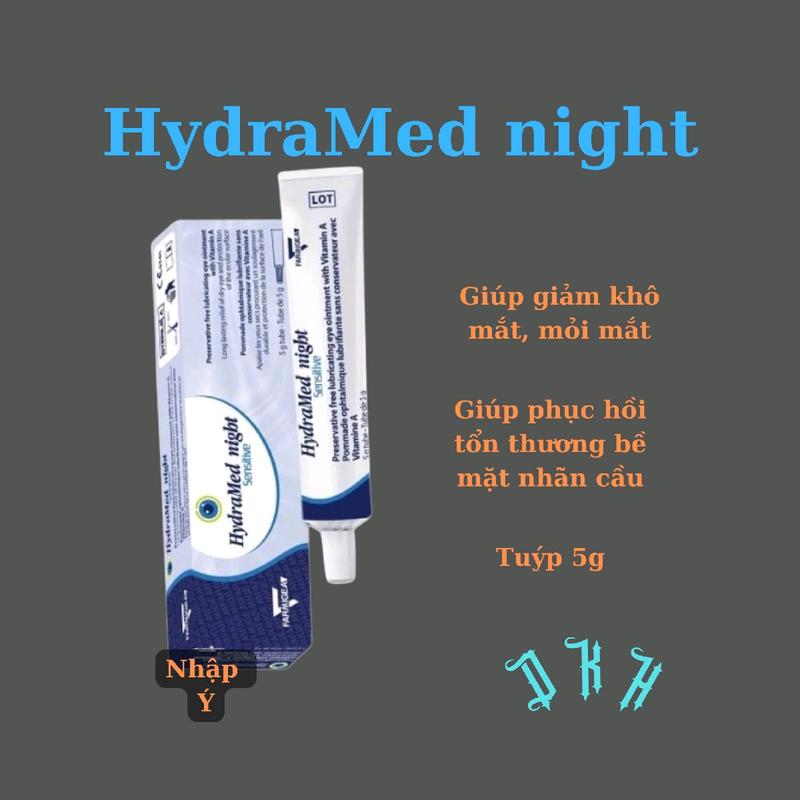 mỡ tra mắt Hydramed Night Sensitive-Giúp giảm khô mắt, mỏi mắt-Nhập khẩu Italy-Tuýp 5g mỡ tra mắt 0
