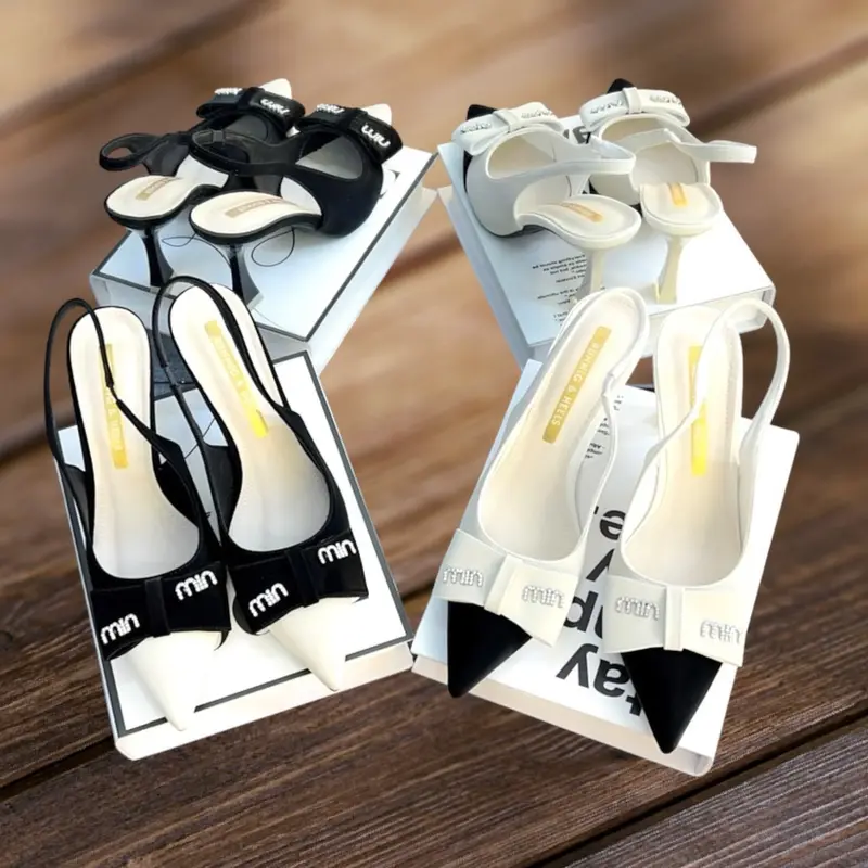 Sục gót 7phân ,Hậu Chun Vá Mũi ,Nơ Gắn Chữ ,Mã TD02 ,GiàY DéP Nữ  Shoes Nhung giay bup caogot chảnh sang đẹp 0