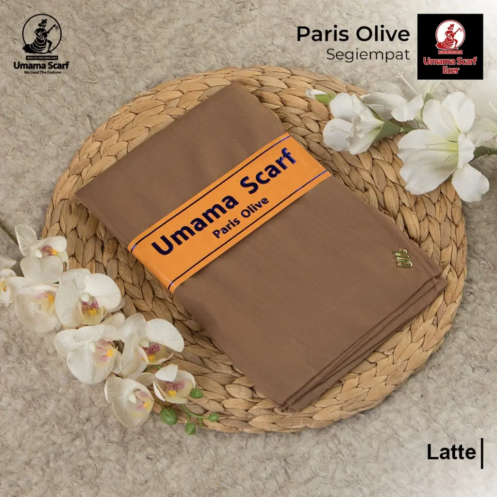 PARIS OLIVE LASERCUT METAL LOGO Umama scarf 110x110cm kerudung paris premium Square Muslim