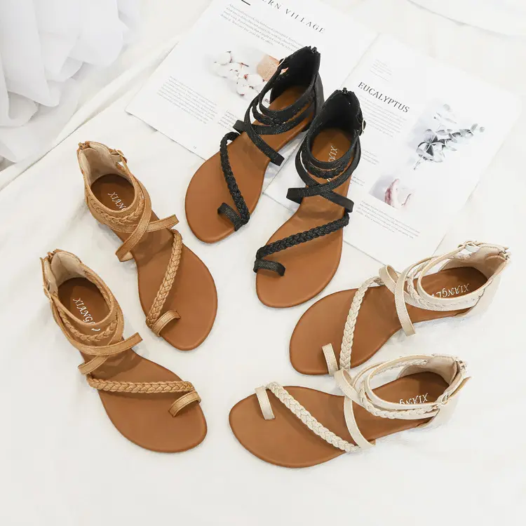 [Chính hãng]Giày sandal chiến binh nữ boho XIANGLV basic sang trọng 1.5cm, sandal nữ xỏ ngón, giày dây NH30 - Lenbychia 3