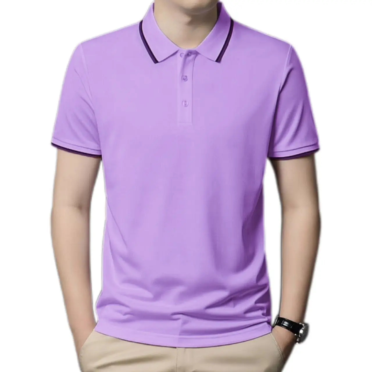 Kemeja Polo Drifit, Corak Belang, Sut Formal / Kasual, Untuk Pakaian Wanita dan Lelaki, Kualiti Baik, Pakaian Lengan