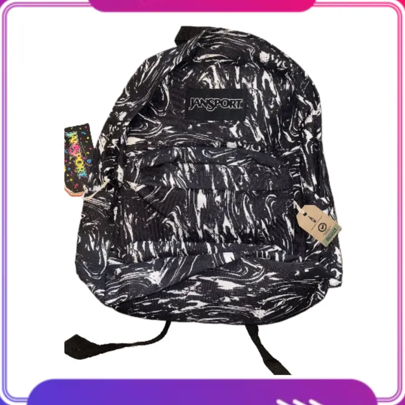 Tas JanSport Marbled Motion Black Premium Fulltag Wanita Pria Fashion / Tas Sekolah Anak 0