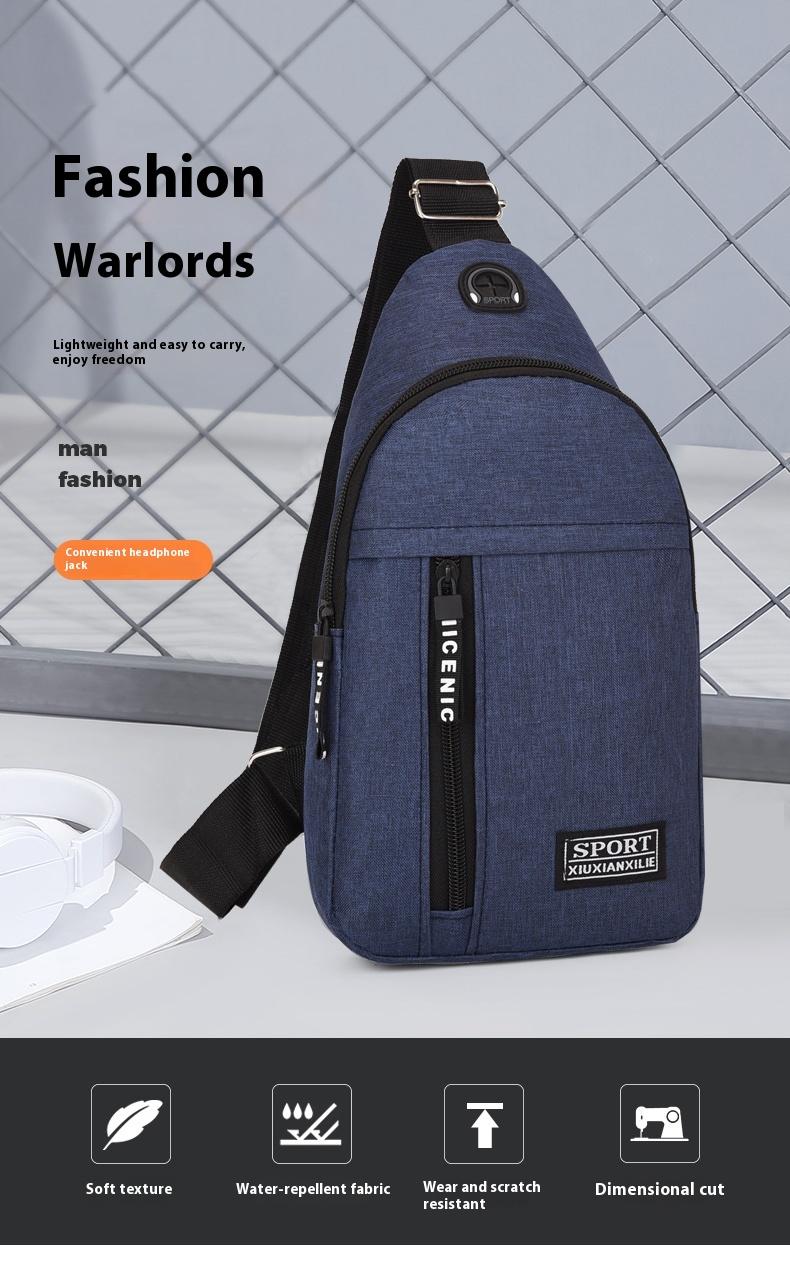 Product Introduction of 2025 new solid color chest bag men's trendy brand men's shoulder bag shoulder bag Oxford cloth casual bag small backpack 1