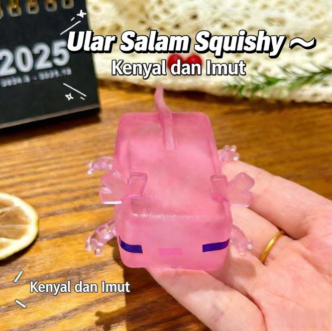 Mainan remas berbentuk salamander Amerika/mainan penghilang stres/hadiah mainan maltosa lembut dan kenyal