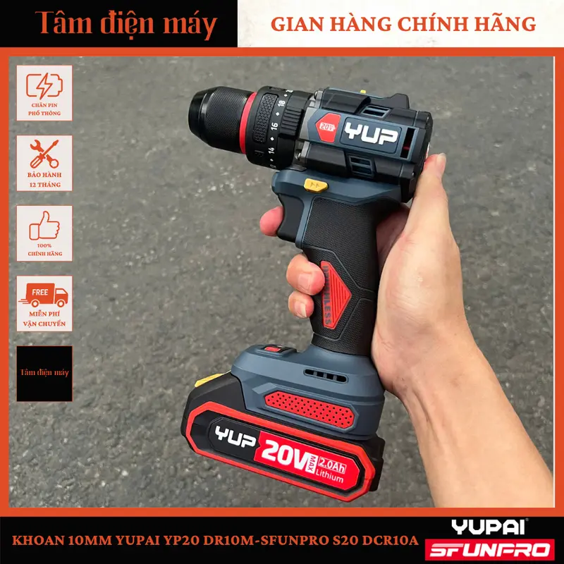 [CHÍNH HÃNG] Máy Khoan 3 Chức Năng Đầu 10mm - 60 n.m YUPAI YP20 DR10M-SFUNPRO S20 DCR10A 4