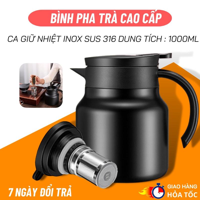 Ấm pha trà Giữ Nhiệt có lọc trà Bình Trà Giữ Nhiệt Cao Cấp Lõi Inox 1000ml