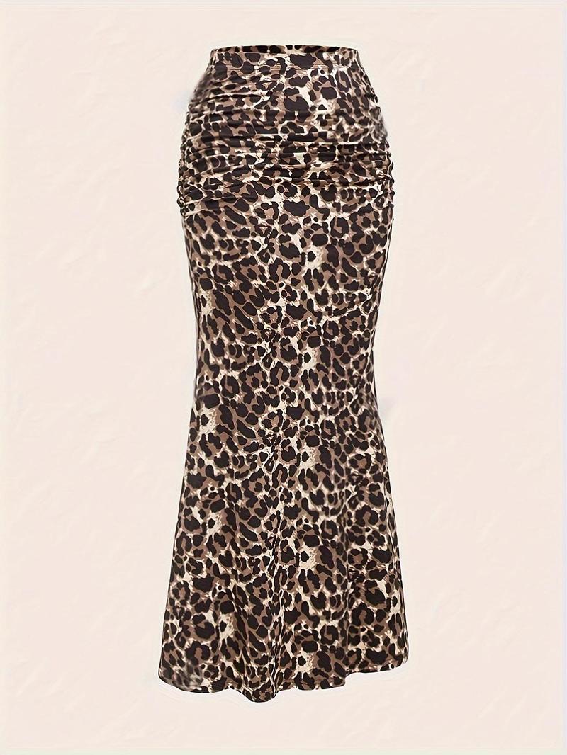 Product Introduction of Women's Leopard Print Mermaid Skirt, Elegant Fashion Casual Skirt for Daily Outdoor Wear, Women Bottoms for All Seasons 1