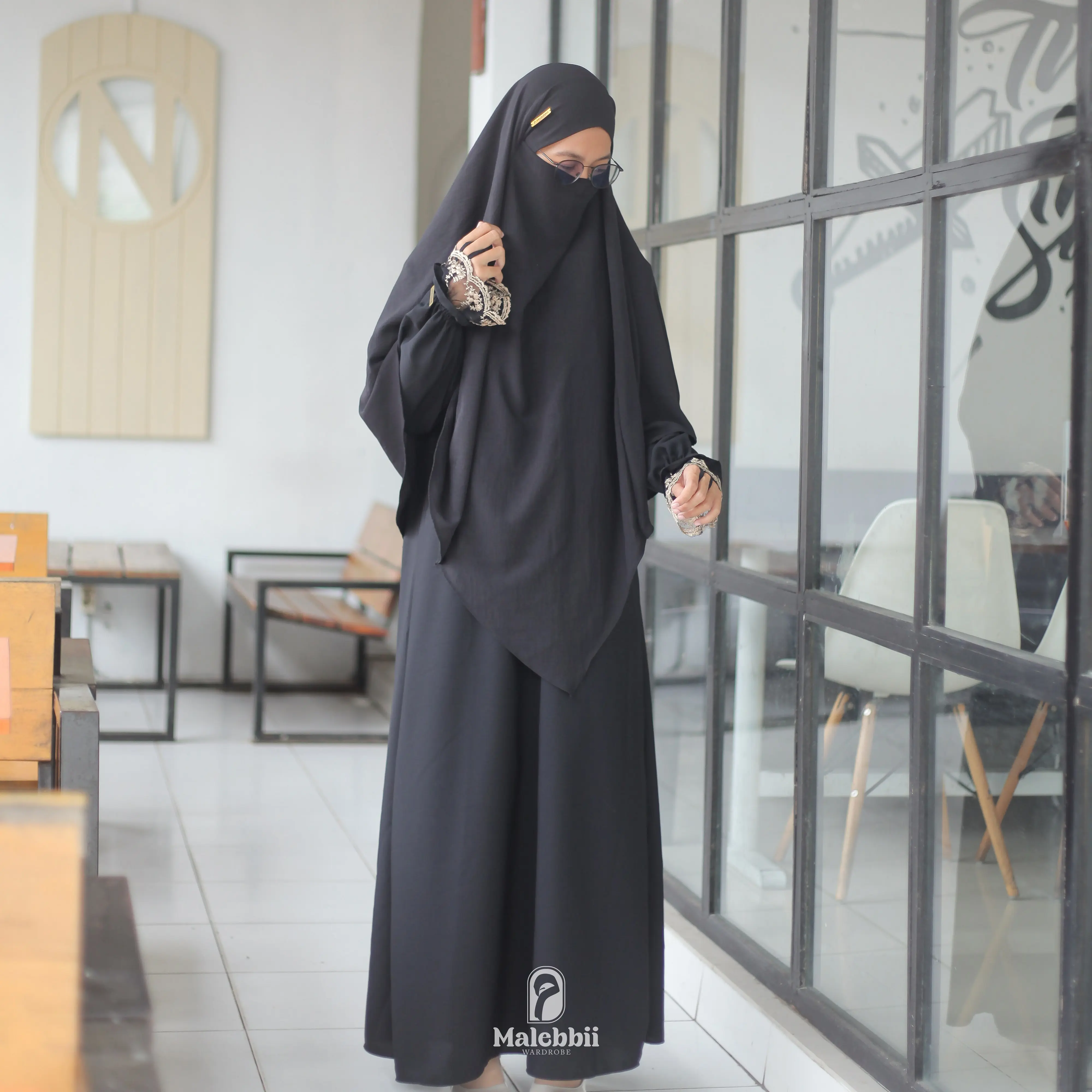 Gamis Hamida Wolfis Tangan Renda Malebbii Wardrobe