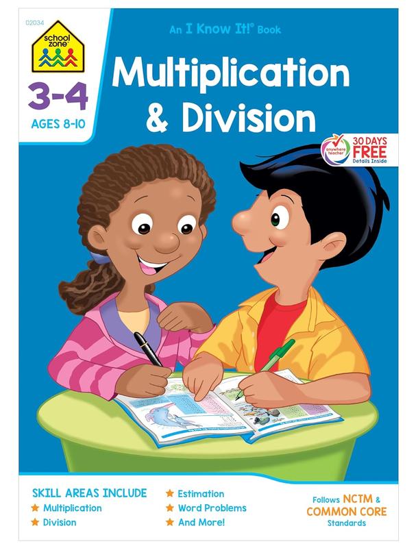 School Zone Multiplication & Division Workbook: 32 Pages, 3rd Grade ...