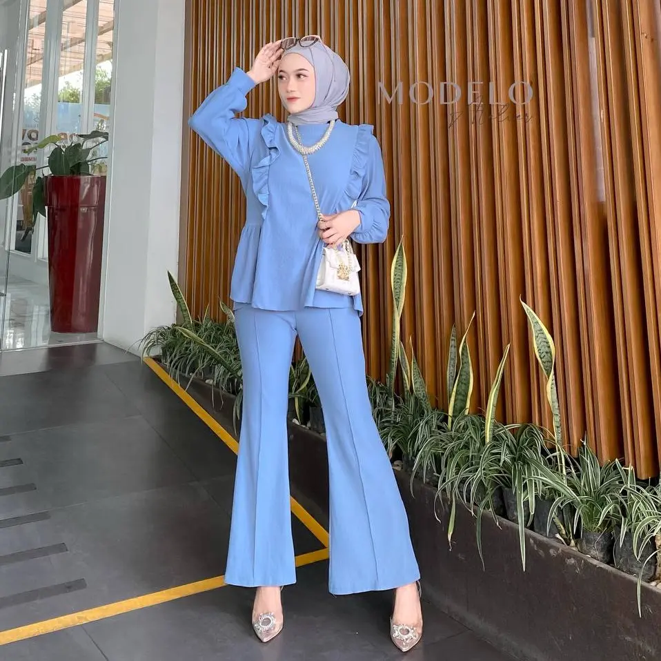 Mia Ruffle Pleats Set  - Pleats Set / Setelan Plisket / Setelan Cutbray / Setelan Premium / One Set Muslim Wanita Dewasa Celana