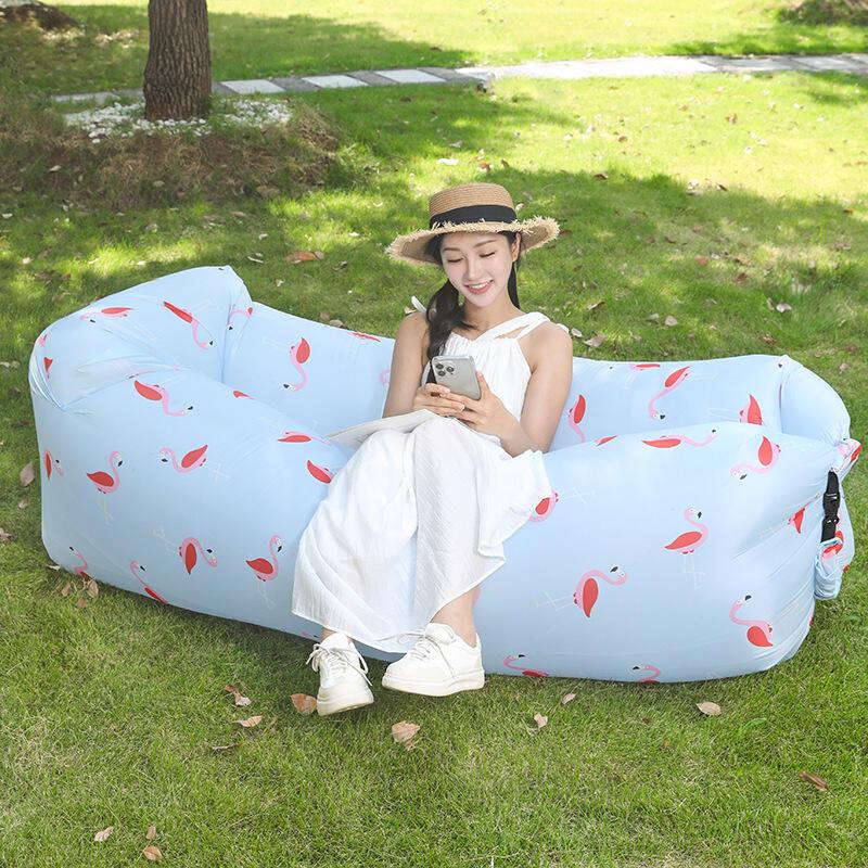 Pillow style outdoor portable lazy air sofa, foldable inflatable bed, sleeping bag 0