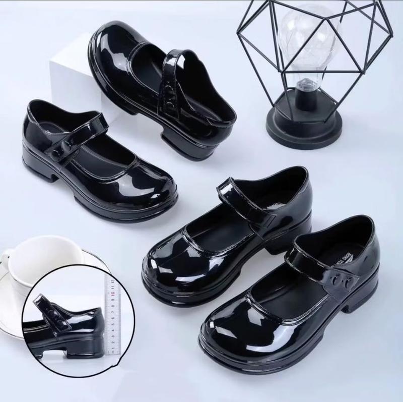 Product Introduction of Zrose New Korean Style Glossy Lolita Heels Black Shoes For Kids Girls Scholl Uniform Formal Perforances Rubber Peep Toe Buckle 1