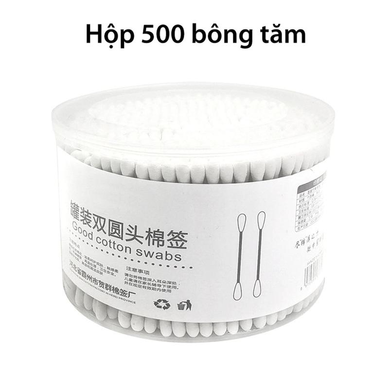 Tăm Bông Ngoáy Tai 2 Đầu Thân Gỗ - Hộp 500 Bông Tăm Ngoáy Ráy Tai Người Lớn Trẻ Em 9