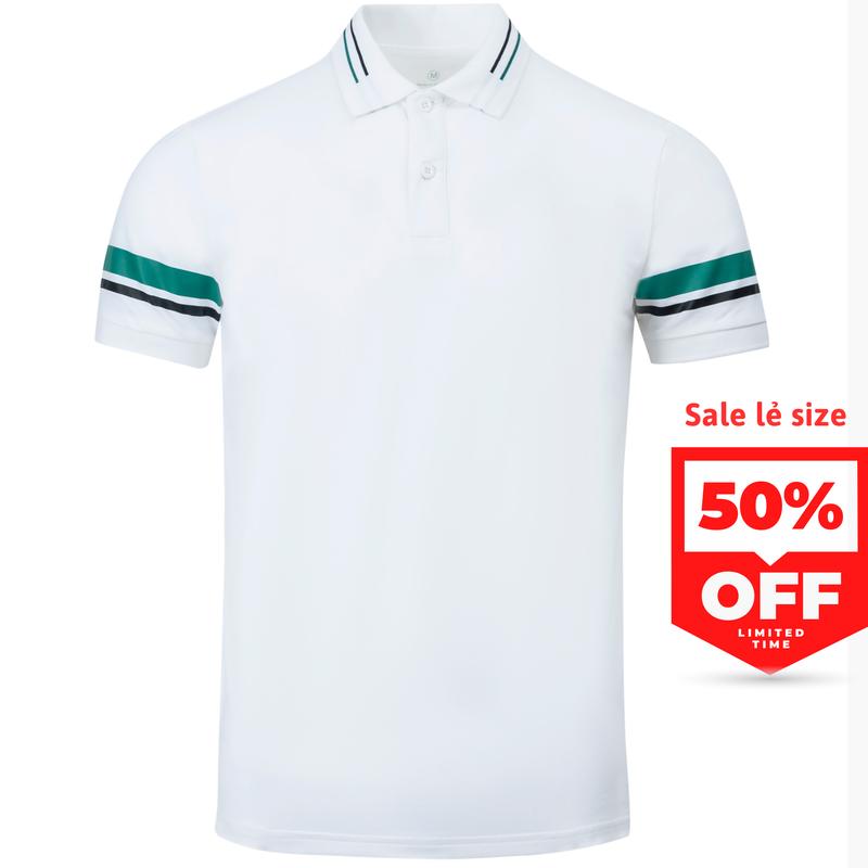 SALE LẺ SIZE Áo plo nam màu trắng cộc tay APV221310 chất vải cotton cao cấp co giãn 4 chiều form bodyfit Menswear Top Áo Thun Có Cổ Ngắn Tay áopolo nam Tay Ngắn