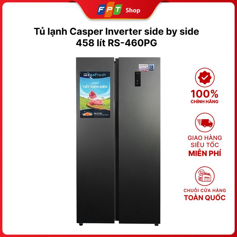 Tủ lạnh Casper Inverter side by side 458 lít RS-460PG