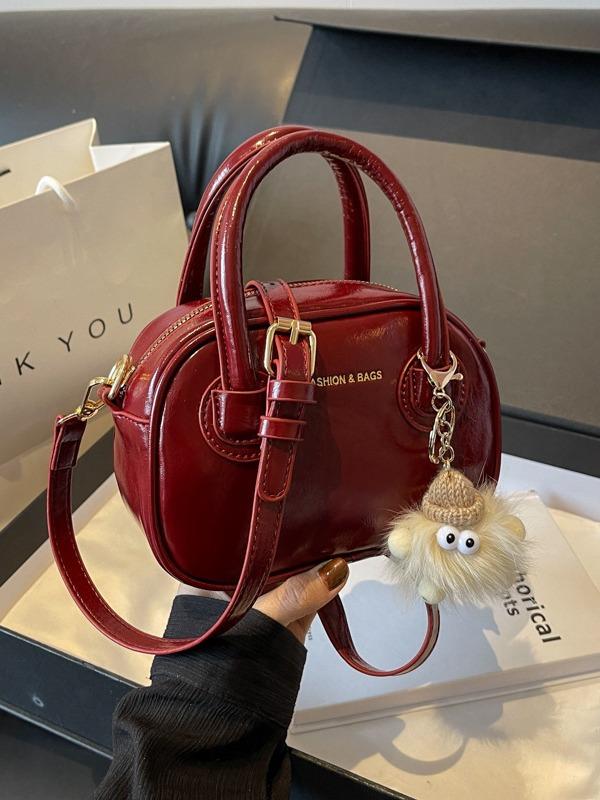 Túi xách nữ đeo chéo kèm móc khóa_ 2 QUAI MÓC CUTE NHỎ XINH GẤU AK19 NGẪU NHIÊN - Bag, Kem túi  treo  gấu