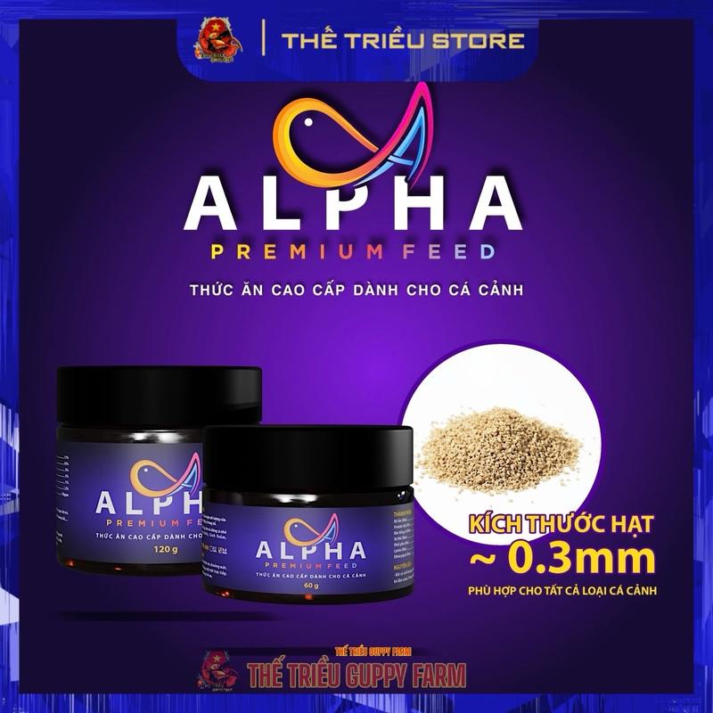 (MUA 1 TẶNG 1) Cám Alpha Premium Feed - Thức ăn cao cấp giành cho cá cảnh. Dùng cho cá guppy, betta, molly, sọc ngựa và nhiều loại cá khác (Hủ 60g & 120g)
