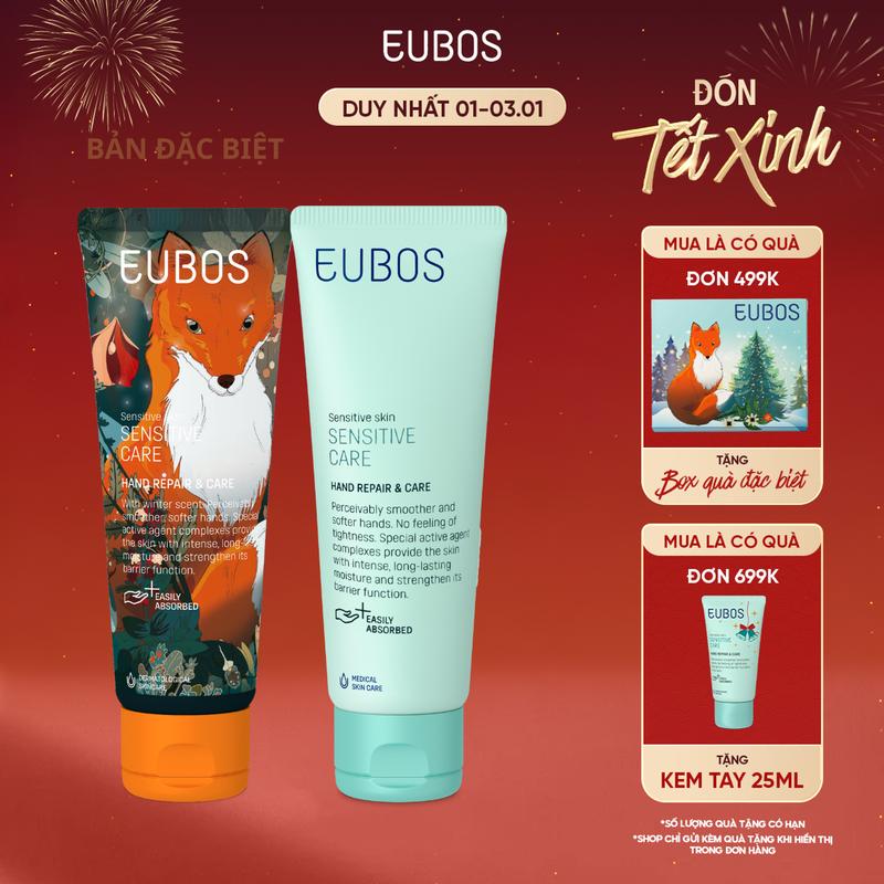  EUBOS Kem Dưỡng Da Tay 75ML Giúp Mềm Mịn Dưỡng Ẩm An Toàn Cho Da Nhạy Cảm Không PEG Paraben Chứa Shea Butter & Rosa Centifolia Extract 