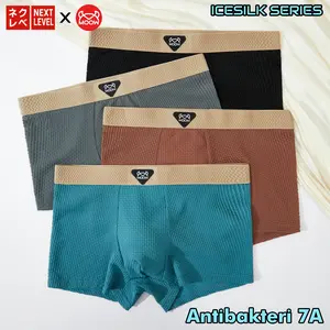NEXT LEVEL X MOOW PAKET 4PCS Celana Dalam Boxer Pria Premium Ice Silk Adem Lembut Antibakteri 7A MP60