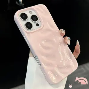 Case HP Untuk Oppo A38 A3 A15 A3X A18 A5i A7 A5s A17 A12 A60 A58 A57 A77 A15s A16 A17K A16K A16s A54 A53 A31 A1K A52 A9 A5 2020 A3s A74 A95 A11K Reno 4F Air Ruffle Gelombang Warna Polos Minimalis Modis Dan Mengkilap Soft Cover