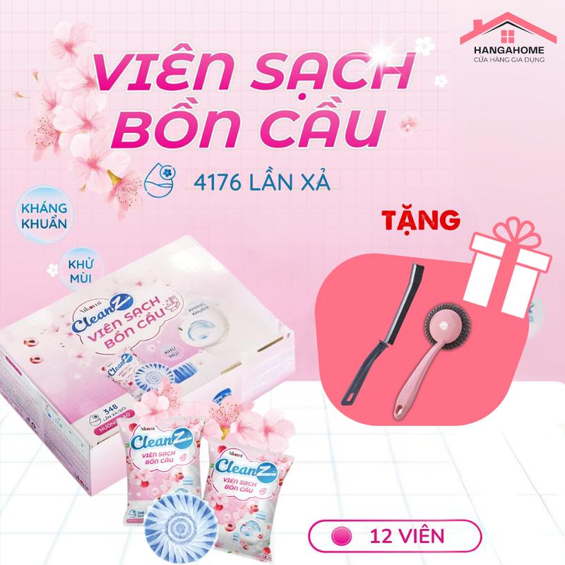 Hộp Combo 12 Viên thả làm sạch bồn cầu diệt khuẩn và tỏa hương thơm mát CleanZ hương đào thơm mát
