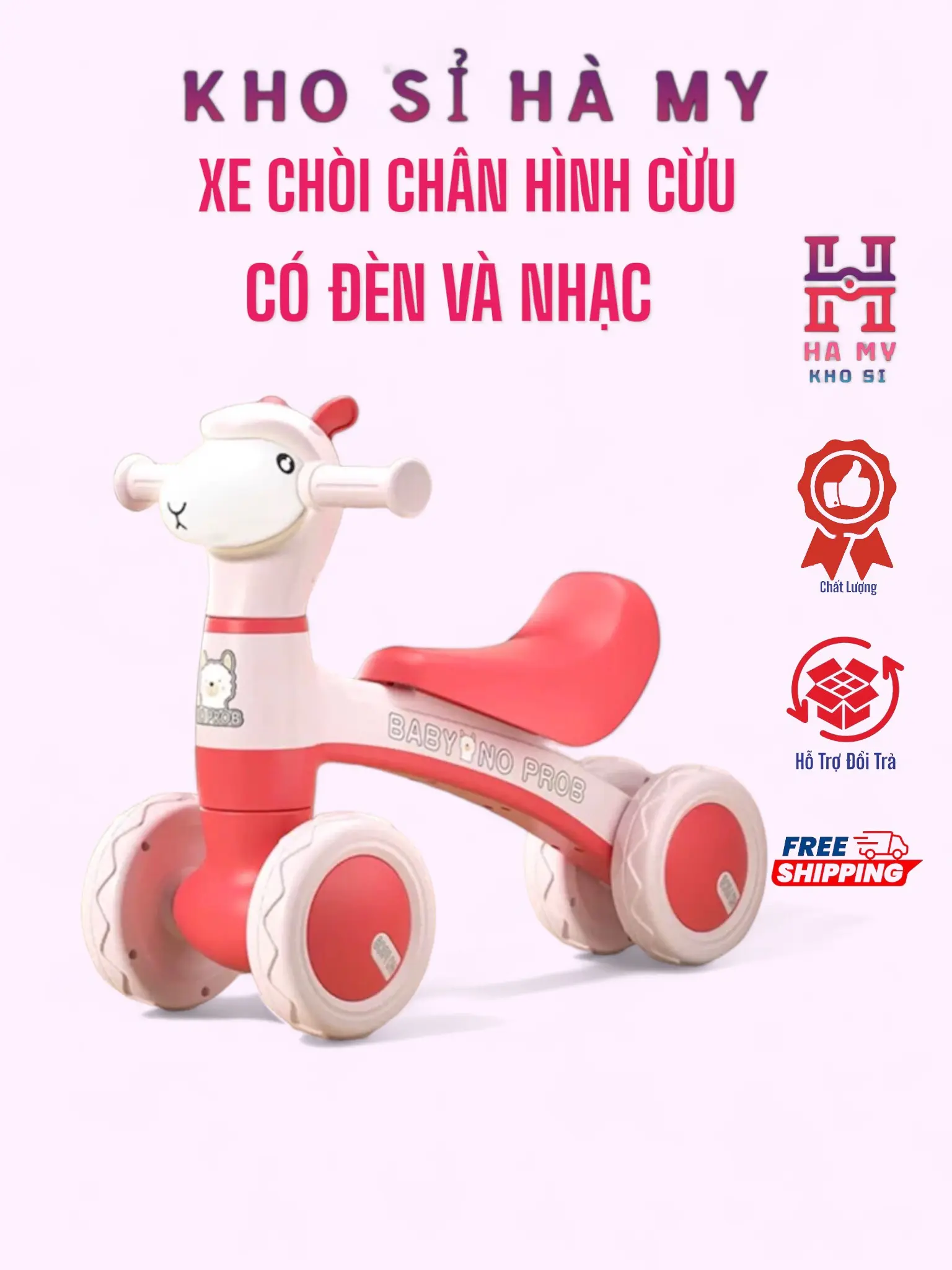 Xe chòi chân cừu mẫu 1018 cho bé từ 1-3 tuổi có đèn nhạc HOT 2024 KHO SỈ HÀ MY Đồ Chơi