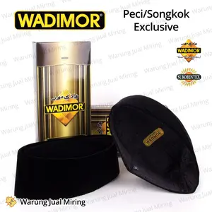 Peci Songkok WADIMOR Exclusive Hitam Polos Beludru Bludru Dewasa Remaja Pria Laki Tanggung Muslim Santri Topi Kopiah Kopyah Songko Nasional Standar Lurah Upacara Sekolah AC Tinggi 9 cm Ukuran 52 53 54 55 56 cm Jodoh Sarung Baju Koko Anak TK SD SMP SMA