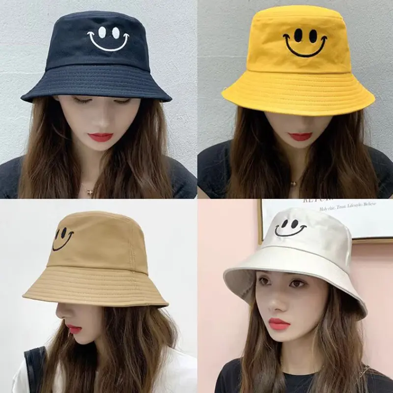 Mũ Bucket Thêu, Unisex, Dành Cho Nữ, Làm Bằng Bông, Mũ Hai Mặt Thích Hợp Để Câu Cá Trên Bãi Biển, Mũ Chống Nắng 3