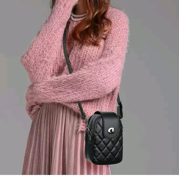 HM - Tas Selempang Wanita Tas Hp Tas Wanita Bahan Kulit Motif Jahit Terbaru 2023 Tas Kulit PU 3