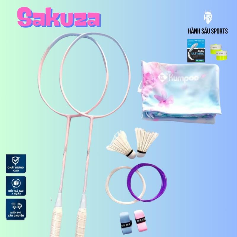 Product Introduction of Vợt cầu lông Kumpo Sakuza và K520Spro Hồng căng sẵn 11kg căng max 12,8kg  ( bảo hành 90 ngày ) tặng 1sợi cước căng sẵn + 1bao vợt và 2cuốn cán Sport Thể Thao Carbon 15