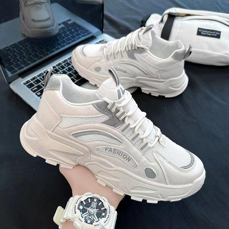 Giày thể thao thường ngày Phong cách Instagram mới cho năm 2024 Giày thể thao nhỏ màu trắng dễ phối đồ cho nam tăng 5cm Sneaker Shoes Đế Bằng 1